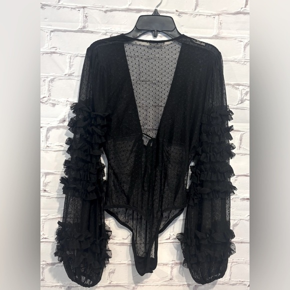 Free People Intimately Love Again Mesh Bodysuit – Black, Size XS - Picture 3 of 7